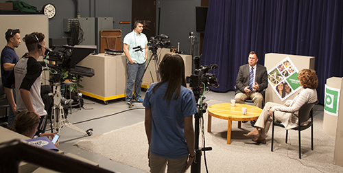 Students on film set